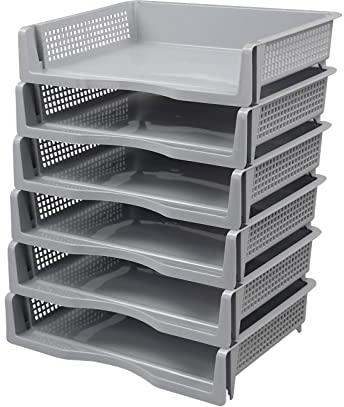 Jandson A4 Paper Trays for Desk Stackable, 6 Tiers Office Organiser Tray, Grey