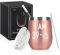 Livole Regalos de 40 cumpleaños para mujeres, vaso de vino 39 más un dedo medio, copa de vino de acero inoxidable con doble aislamiento sin tallo con tapa y pajita, 12 onzas, oro rosa