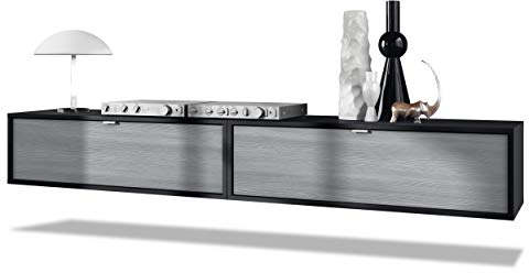 Vladon 2er-Set TV Board Lana 100, Made in Germany, Lowboards je 100 x 29 x 37 cm mit viel Stauraum, Korpus in Schwarz matt, Fronten in Avola-Anthrazit | Große Farbauswahl