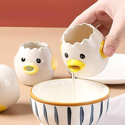 VSREI Eiertrenner Keramik Huhn, Egg Yolk Separator, Eiertrenner Küken Lustig für Küche, Bäckerei, Camping (Gelb)
