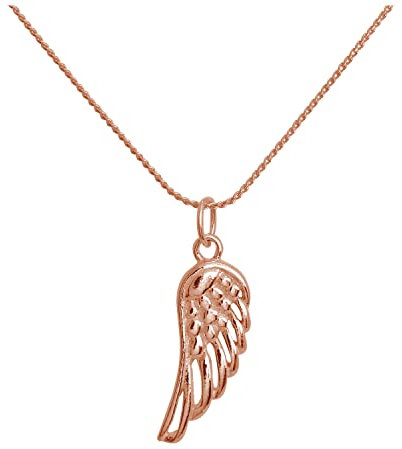 jewellerybox Rose Gold Plated Sterling Silver Angel Wing Necklace 20 Inch