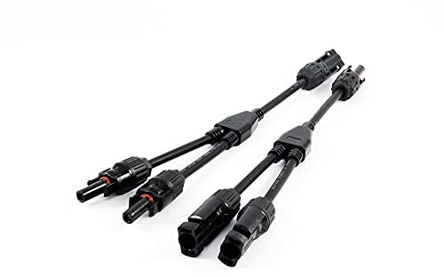 SOLARTRONICS Y-Steckverbinder Paar Verteiler für Solarstecker Solarpanel Photovoltaik 2- bis 6-fach Kupplung 1000V PV Solarkabelverbinder Wasserdicht IP67 Schwarz UV-beständig (2-fach Kabel)