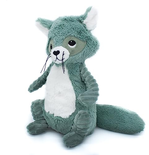 PTIPOTOS by Les DEGLINGOS Netoitou Waschbär-Plüschtier, originell, ideal ab der Geburt, sehr weich, 26 cm, Grün