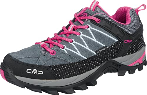 CMP Rigel Low Wmn Trekking Shoes Wp Damen Wanderschuhe, Grau Pink Hellblau Grey Fuxia Ice, 44 EU