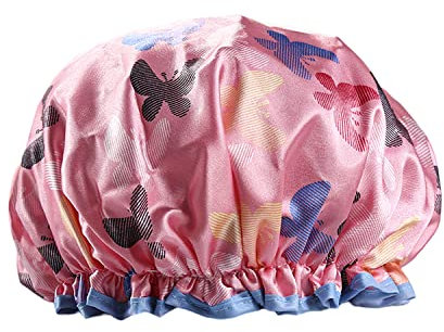 1 gorro de ducha reutilizable, gorro de ducha impermeable de doble grosor (mariposa)