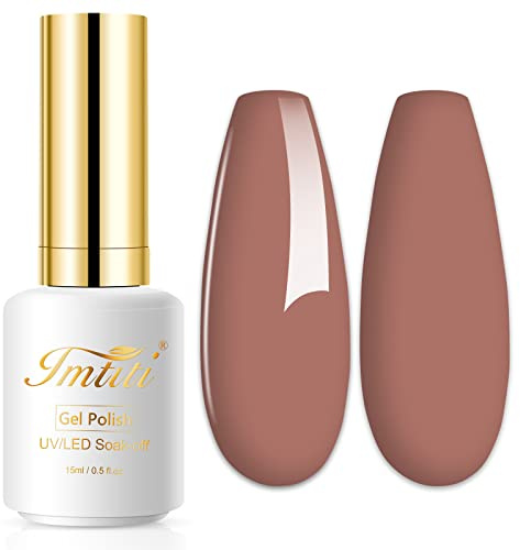 Imtiti Gel Nail Polish, 1 Pcs 0.5 Fl Oz Varnished Rosewood Nude Gel Polish Soak Off LED U V Nail Gel Polish Neutral Gel Nail Polish DIY Nail Art Starter Manicure Salon Gel Nail Kit for Women Girls