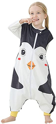 Baby Schlafsack mit Füßen mädchen und Junge Schlafstrampler Vierjahreszeiten 1-7 Jahre Schlafsäcke Beinen Ganzjahres Kleinkinder Reißverschluss Langen Ärmeln Schlafanzug
