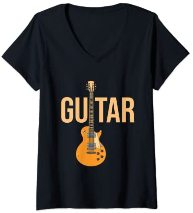 Damen Akustik Spruch Für E-Gitarre Konzert Gitarre T-Shirt mit V-Ausschnitt