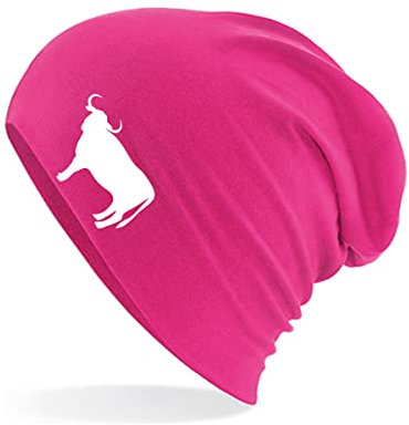 Huuraa Wintermütze Stier Bulle Silhouette Geschenk Fuchsia Stier Bulle Geschenkidee
