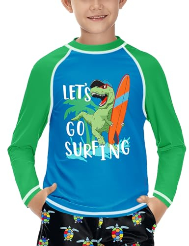 Jungen Atmungsaktiv UV Shirt UPF 50+ Schnelltrocknend Rundhals Rashguard Beach Gelbgrün 120