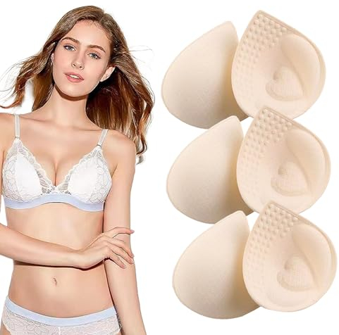 KALUROIL 3Paia Push Up Imbottiture Autoadesive per Reggiseno - Seno Rinforzatore per Bikini - 1 Forme Disponibili (Beige)