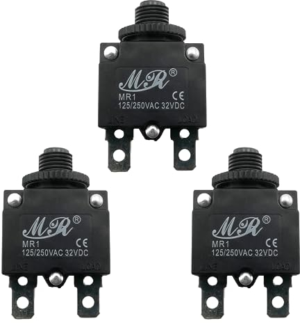 3x Mini Sicherungsautomat 3 Ampere Sicherung | Max. 250VAC/32VDC | Durchsteckmontage | für 6,3mm Kabelschuhe | Perfekt für KFZ, Camper, Traktoren, Modellbau...