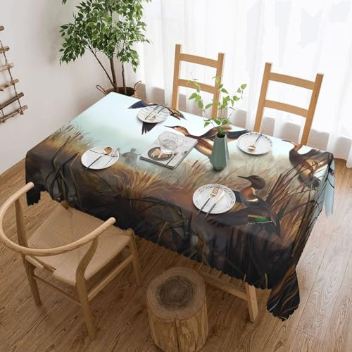 Tischdecke, Motiv: Jagd, fliegender Wilddruck, flecken- und knitterfrei, waschbar, rechteckig, für Küche, Esszimmer, Party, Heimdekoration, 140 x 180 cm