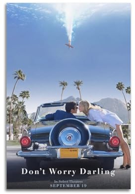 Krem Poster Don't Worry Darling, Wandkunst, Leinwand, Geschenk für Freunde, Schlafzimmer, Wohnzimmer, Dekoration, modern, ästhetisch, 30 x 45 cm, ungerahmt