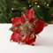 CULASIGN 6 Stück Weihnachtsblumen Glitzer Blumen Weihnachten Deko Weihnachtsbaumschmuck für Weihnachtsbaum Weihnachtskranz Hochzeits Garten Neujahr (Rot,6 Stück)