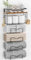 LIDTOP Porte-serviettes pour salle de bain, porte-serviettes mural, 4 niveaux enroulés ou pliés, avec étagères flottantes, porte-serviettes de bain pour bain, essuie-mains, métal robuste et bois, noir