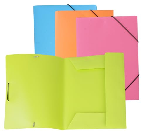 FRETONBA Postmappe A4 Schule, 10er Eckspannermappen a4, Sammelmappe, Papphefter mit Gummizug, aus Kunststoff, Ordner für Büro und Schule, Dokumentenmappe Hohe Ladekapazität Grüner