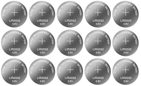 Gissroys Pack Of 5/10/15/20/25/30pcs Rechargeable Button Cell Batteries 3.6V 40mAh LIR2032 LIR 2032 Coin Cells For Remote Devices 3.6V 40mAh LIR2032 LIR 2032 Lithium Rechargeable