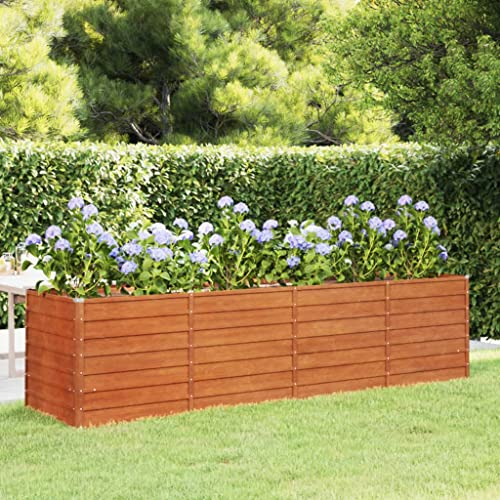 KOIECETA Hochbeet für Garten Balkon Terrasse Kräuterhochbeet zum Selber Bauen Gemüsebeet Pflanzkübel aus Metall Cortenstahl (320x80x77 cm)