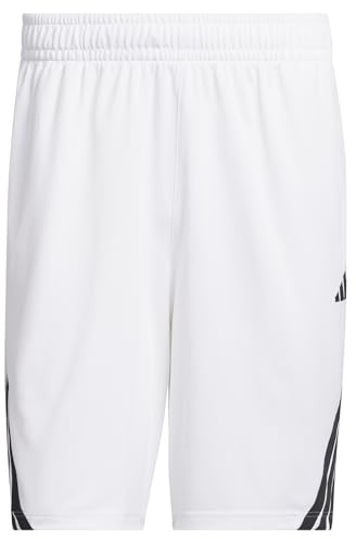 adidas Men's Legends 3-Stripes Basketball Shorts, White/Black, XL 7 inch