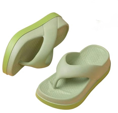XBAKING Flip Flops Damen Damen Flip-flops Sommer Im Freien Und Im Innen-dick-soled-sandalen 5 Cm Erhöhen Die Höhenschuppen Für Strand-gras-grün-37-38