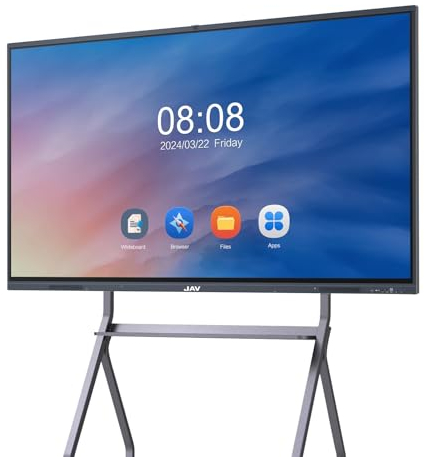 JAV Interaktives Whiteboard 65 Zoll Smart Board, 4K UHD Touchscreen mit Dual System und 13MP Kamera, All-in-One Digitale Elektronische Whiteboard für Büro, Klassenzimmer und Heim (mit Wandhalterung)