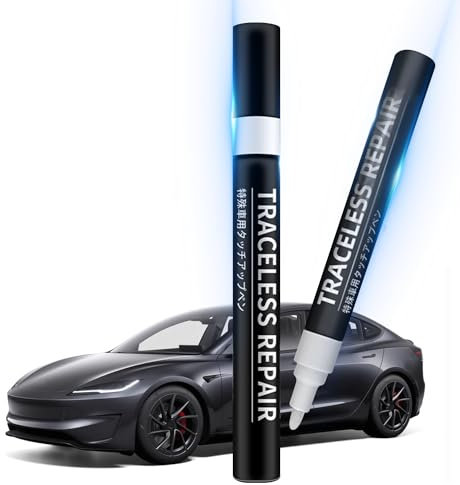 Ywooon Lack-up-Farbe für Tesla Model Y 3 x S Lack Reparatur Kit Lackierstift Tipp und Pinsel 2 in 1 Autofarbe Rand Kratzer Reparatur Automobil 1 Stück (Mitternachts-Silber-Metallic-PMNG)