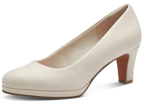 MARCO TOZZI Damen Pumps mit Blockabsatz Vegan, Beige (Cream), 41 EU