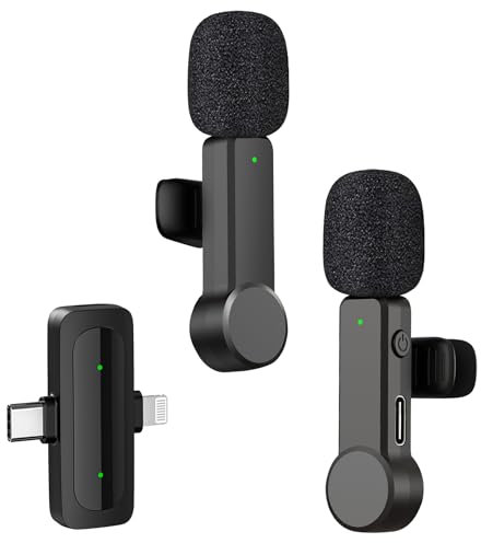 TXTUNE Mini-Lavalier-Mikrofon für iPhone & Android, Ansteckmikrofon mit Geräuschunterdrückung, tragbares Clip-on Mikrofon für Videoaufnahmen, Streaming, Vlogging, 2 Stück