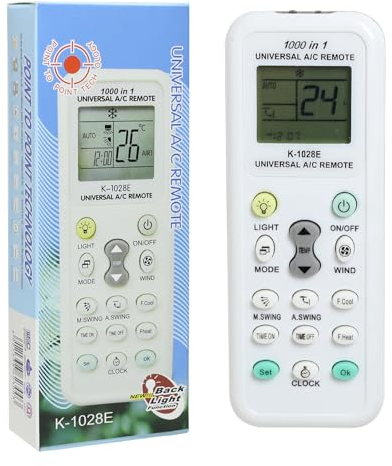 Mando Universal para Aire Acondicionado, Control Remoto con Pantalla LCD y Configuración Digital, Compatible con LG, Daikin, Fujitsu, Panasonic, Mitsubishi y Más de 1000 Marcas