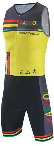 HEARTTOUCH Men's Body Wrestling Singlets Athletic Supporters Sports Bodysuit One Piece Sleeveless Undershirt Boxer Briefs Jersey Leotard Jumpsuits Sportwear, Black and yellow, 3XL