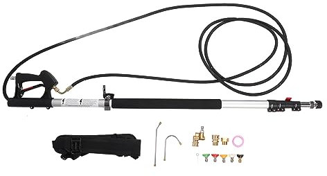 Ejoyous Baguette télescopique pour nettoyeur haute pression, 6 m, 5 sections de longueur réglable, 4000 psi, baguette d'extension rétractable pour nettoyer les soffites, les fascias et les