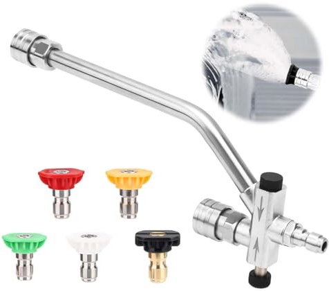 Foam Cannon Dual Connector Accessory & 5pcs Pressure Washer Nozzles, Pressure Washer Double Tip Attachment with 1/4 Quick Connectors Connect Kit for Car Motorcycle Washing Home Cleaning