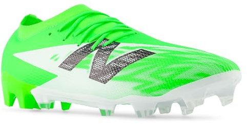 New Balance Unisex-Adult Furon Team Fg V8 Soccer Shoe, Pixel Green/Black/Silver, 11 Wide Women/9.5 Men