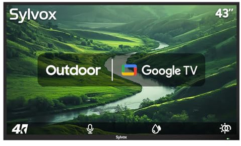 SYLVOX 43 Inch Outdoor TV, Weatherproof Google TV, IP56 Waterproof TVs
