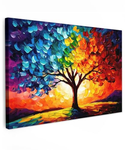 MuchoWow© Impression sur Toile Photo Peinture 90x60 cm Tableau Decoration Murale Chambre Salon Maison Deco Cuisine Arbre - Art - Nature - Coucher de soleil
