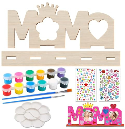 KALUROIL Mama Geschenk von Tochter Sohn,Muttertag Holzbuchstaben Fotokasten-DIY Geschenk für Geburtstag Mama, Perfektes Muttertagsgeschenk zum Selbermachen und Ausdruck Ihrer Liebe