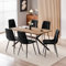 WAFTING Essgruppe Esstisch mit 6 Stühlen, 140×80×73cm Esstisch mit Dunkle Holzmaserung, und Gepolsterte Schwarze Esszimmerstühle mit hoher Rückenlehne und Leinendesign, für Küche Esszimmer, Wohnzimmer