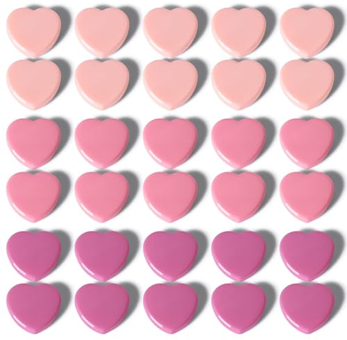 PYJLBX Imanes Nevera - 30 Piezas Imanes Pizarra Magnetica Corazón, Imanes Potentes Pequeños, Calendario Nevera Iman Mini Magnets para Pizarra Blanca, Oficina, Hogar, Escuela y Manualidades (Rosa)