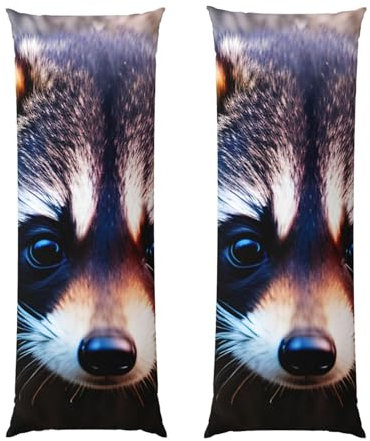 Federa per cuscino con stampa di piccolo procione, 50 x 137 cm, con cerniera, morbida, per letto