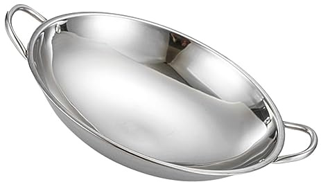 TIDTALEO Round Bottom Hot Pot Stainless Steel Cooking Pot Metal Wok for Kitchen Use Cooking Tool