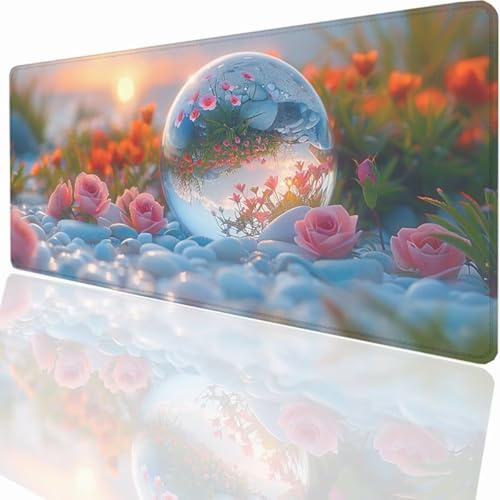 Tapis de Souris de Jeu, 900x300x3mm XXL Tapis Souris Gaming Grand, Antidérapant Étanche, Extended Long Clavier Mouse Pad, Accessoire Bureau, pour Gamer, Ordinateur, PC Fleur Usine LMDT9094