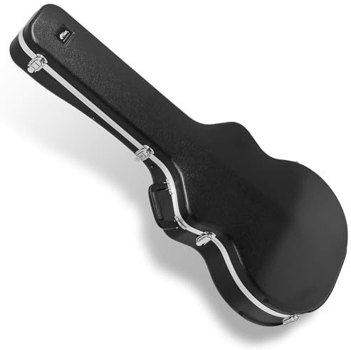 Tiger Jumbo Acoustic Guitar Hard Case - Black | ABS Shell, Plush Interior, Accessory Compartment, Locking Latches with Key Lock, Reinforced Handle, Weather-Resistant