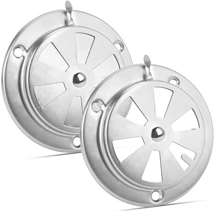 2 rosetas de ventilación de acero inoxidable – 95 mm, rejilla de ventilación redonda, cierre redondo, rejilla de ventilación, rejilla de ventilación para barbacoa, horno de gas y gallinero (plata)