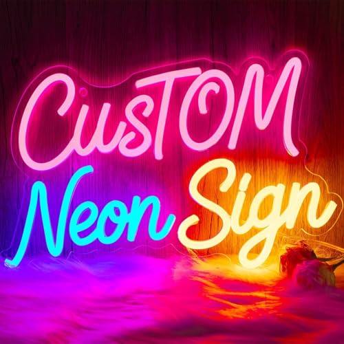 YARUVEX Neon Schild Personalisiert LED Leuchtschilder Namensschild, Personalisiert Neonlicht Schriftzug für Wanddekoration Hochzeit Geburtstag Party Geschäft Salon Bar 25-150cm