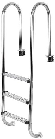 Scala Per Piscina Interrata a 4 Gradini, Montaggio a Bordo Piscina, In Acciaio Inox, Gradini Antiscivolo, Capacità Di Carico Massima 200 Kg (440 Libbre). (3 Steps)