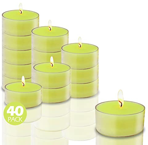 Candele Scaldavivande Ner Mitzvah-Confezione di 40 Candele all’Olio d’Oliva-Candele Decorative,Per Lumino,Senza Profumo,Con Contenitore Trasparente-Facili da Trasportare-Durata di Combustione 4,5 Ore
