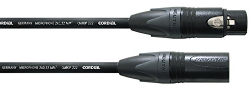 Cordial Câble micro CSM 10 FM-Gold, 10 m noir Neutrik XLR contacts dorés - Câble pour Microphone