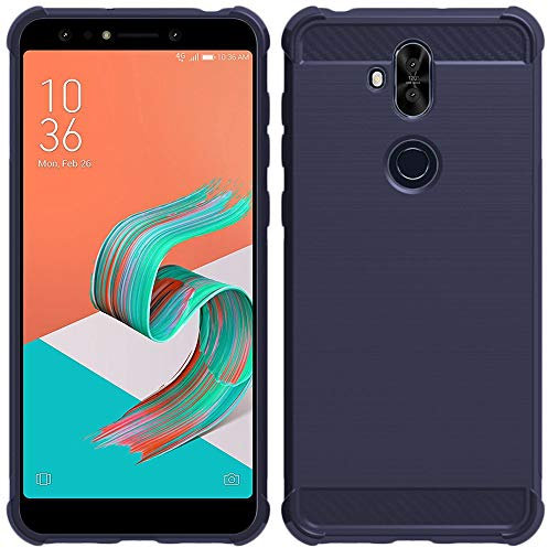 ebestStar - Cover per Asus Zenfone 5 Lite ZC600KL, Custodia Protezione Carbonio Design, TPU Morbida Antiurto, Blu scuro