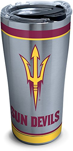 Tervis 1297946 Arizona State Sun Devils Tradition Insulated Tumbler with Clear and Black Hammer Lid, 20 oz Stainless Steel, Silver